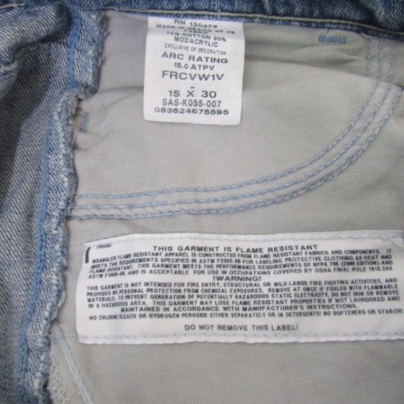 Wrangler Cool Vantage FR Straight Distressed Wash Blue Jeans - Picture 7 of 14